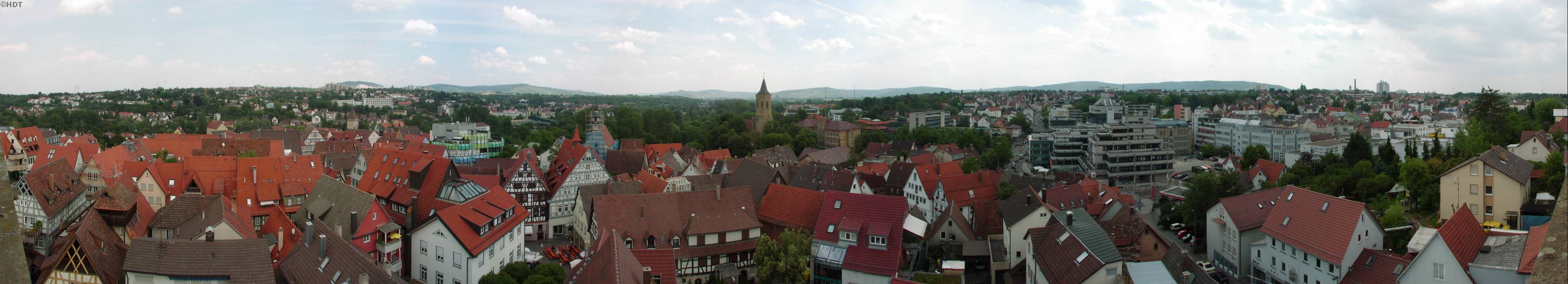 Großes panorama Waiblingen (Altstadt), Blick vom Hochwachturm